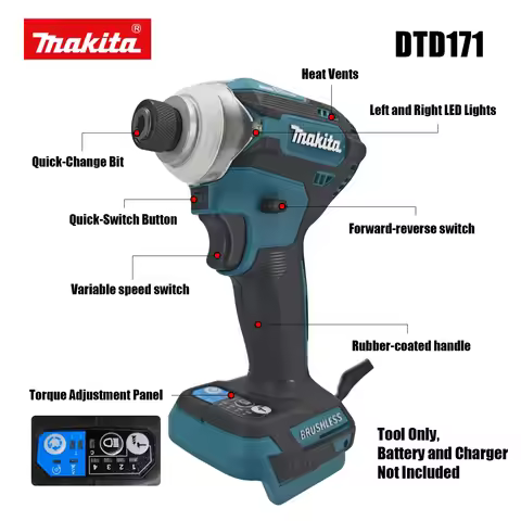 Makita DTD171 Brushless Cordless Impact Driver 18V with LED WorkLight Rechargeable Screwdriver Drill