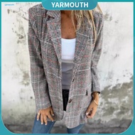 YYR_ Fall Women Jacket Autumn Winter Women Jacket Women’s Fall Winter Plaid Jacket Vintage Mid-lengt