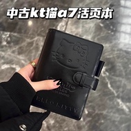 ⭐⭐Medieval kitty Cat Black Leather a7 Loose-leaf Handbook High-value Handmade Portable Notebook Diar