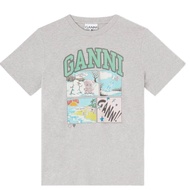 Pre-Order Ganni Gray T-shirt graphic-print Model
