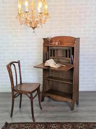 【卡卡頌  歐洲古董】英國 特殊 老橡木 銅雕件  寫字桌 書信櫃  歐洲老件 t0323