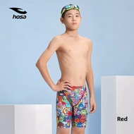 Boys Training Swim Trunks Competition Knee Length Fast Dry Kids Swimwear - Professional Swim Shorts 
