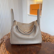 愛馬仕/Hermes Lindy30 大象灰銀扣 A刻 tc皮 手提肩背包