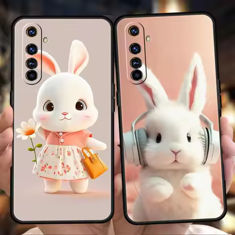 A Cute Rabbit With A Purple Hat Phone Case for Realme 8 9 Pro Plus 8i 9i 6 7 GT2 C21 C25 C3 C11 11 P