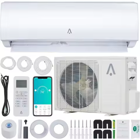 9000 BTU Smart Mini Heating System Split Inverter AC with Pre-Charged Heat Pump & Installation Kit, 