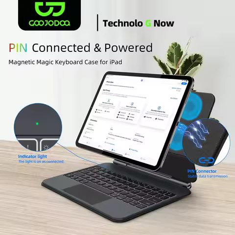Smart PIN Plug&Play Magic Keyboard Case for iPad Pro 11 2024 M4 iPad Air 4/5/6 10.9 Multi-touch Touc