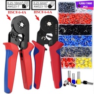 HSC8 6-4A 6-6A 1200pcs Ferrule Crimper Plier Kit Tool 0.25-10mm2 AWG23-7 Tubular Terminal Crimping T