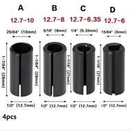 4pcs Collet Sleeve 12.7mm Adapter Collet Adaptor Router Chuck Collet Buat Mesin Router Chuck Sleeve