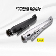 Universal Slash Cut Exhaust Muffler Retro Vintage Chrome Antiqued Silencer Escape Moto For Harley CG125 SR400 CB500 VT50