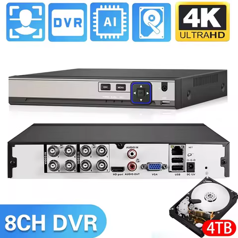 Overscam 4K 8MP DVR 4/8/16 Channels AHD CVI TVI CVBS IP Digital Video Recorder DVR Home Security Pro