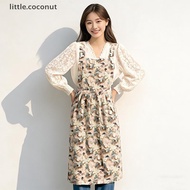[ltc] Floral Print Apron With Suspenders Stain-Resistant Suitable For Flower Shops Cafes Cake Shops 