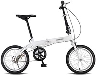 Fashionable Simplicity Single Speed Foldable Bicycle with Comfort Saddle 16 Inch Folding Bike Low Step-Through Steel Frame Urban Riding and Commuting White