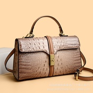 Cross-Border Crocodile Pattern Ladies Handbag Women's Shoulder Bag Boston Pillow Bag Cross-Body Bag 