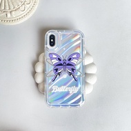 I.Case_Store Dazzle 3D Wave Case Elegant Butterfly Purple Motif Compatible with iphone 7 8 Plus X Xr
