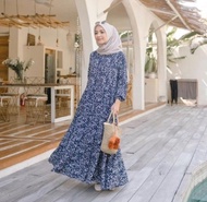 Spesial Delia Homey Dress Rayon Viscone Gamis Muslim Motif Bunga