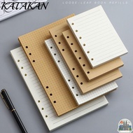 KATAKAN 80Sheets Loose Leaf Paper, A5/A6/A7 Horizontal Line/Blank Notebook Refill Paper, Simple Kraf