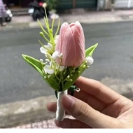 Corsage - groom's corsage, two family corsage - pin corsage, rose tulip corsage