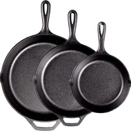 💖ส่งฟรี 💖Pre-Seasoned Cast Iron Skillet Set-3pcs กระทะเหล็กหล่อ เหมาะสำหรับเตาอบและเตาแม่เหล็กไฟฟ้า 20ซม.+25ซม.+31ซม.