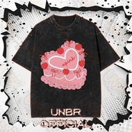 UNBR New trendy American-style washed pure cotton T-shirt with Apink print