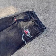 baggy jeans men y2k y2k jeans JNCO Jeans Retro Hip-Hop Loose Jeans Men's Gothic Mid-Waist Wide-Leg P
