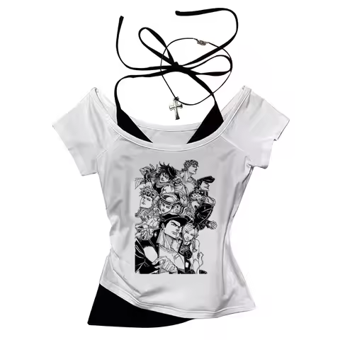 Jojo Bizarre Adventure crop top Grunge gothic Slim Fit Cute gyaru harajuku Aesthetic corset shoujo g
