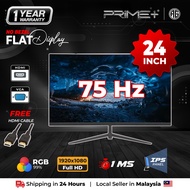 PC Monitor 24 Inch 75Hz Refresh Rate FHD Flat IPS Panel LED Computer Monitor