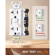 SURAIELEC GFCI Outlet 20 Amp, 2 Pack Self-Test GFI Electrical Outlets, Tamper & Weather-Resistant, G