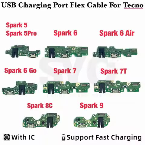 Good quality For Tecno Spark 7 6 Air Go USB Charging Dock Board Port Connector Flex Cable For Spark 