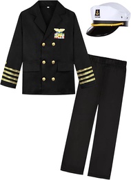 KIDIN Ship Captain Uniform for Kids Navy Admiral Costume for Boys’ Career Day 100 days of School Hal