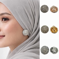 Oria Zircon Circle Hijab Clip Earrings Blink Round Circle