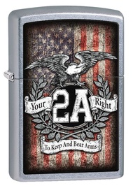 Lighter- Second 2nd Amendment Bald Eagles Street Chrome Windproof Lighter #Z5218
