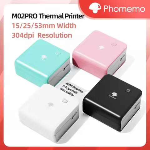 Phomemo M02Pro Mini Portable Printer Wireless Thermal Labeler 300dpi Inkless Printing 15/25/50/53mm 