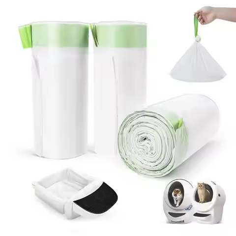 120 Pa Litter Box Robot 3 And 4 Waste Bags, 1.5 Mils Thi Drawstrings Closure Cat Litter Box Bags Lin