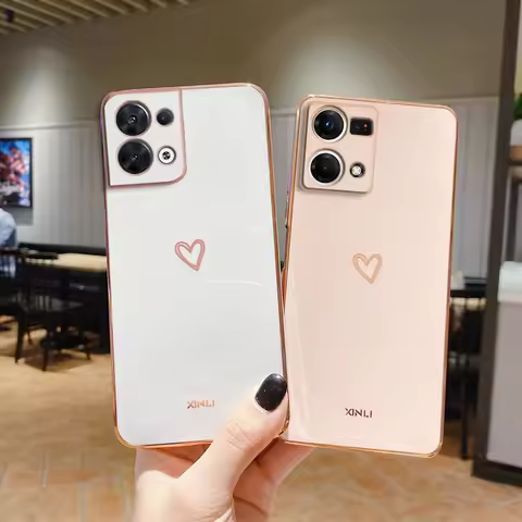 Luxury Love Heart Phone Case On For Oppo Reno7 Reno8 Reno9 Reno 7 8 9 Pro Plus 8T 4G 5G 5F 2 2Z 2F 3