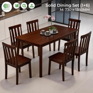 【READY STOCK】Solid Wood Dining Set 1+4 / 1+6 / 1+8 | 4 Seater 6 Seater 8 Seater Dining Table Set | M