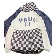 男童長袖分體泳衣組 泳衣 + 泳褲 + 泳帽  XXL  PAUL字母格子  1組