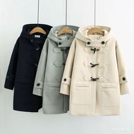 2024Autumn and Winter Mid-Length Woolen Coat with Hood for Students Women 42606