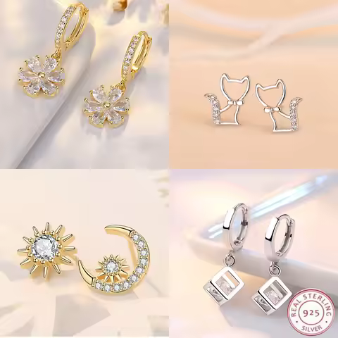 925 Sterling Silver Star Stud Earrings AAA Zircon High Quality For Women Earring Wedding Fashion Jew