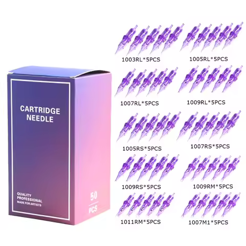 50pcs/box Mix Size Disposable Tattoo Cartridges Needle 3RL+5RL+7RL+9RL+5RS+7RS+9RS+9RM+11RM+7M1 For 