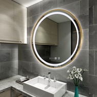 Smart Bathroom Mirror Aluminum Alloy FrameLEDMirror round Toilet Toilet with Light Makeup Defogging Mirror round Mirror