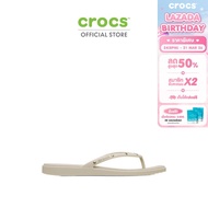 CROCS รองเท้าแตะผู้หญิง MIAMI STUDDED FLIP รุ่น 211471-0LL - ALMOND TINT
