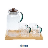 * Informa Appetite 1.8 Ltr Jeza Set 6 Pcs Teko Minum & Gelas Kaca Dengan Nampan Water Jug Pitcher De