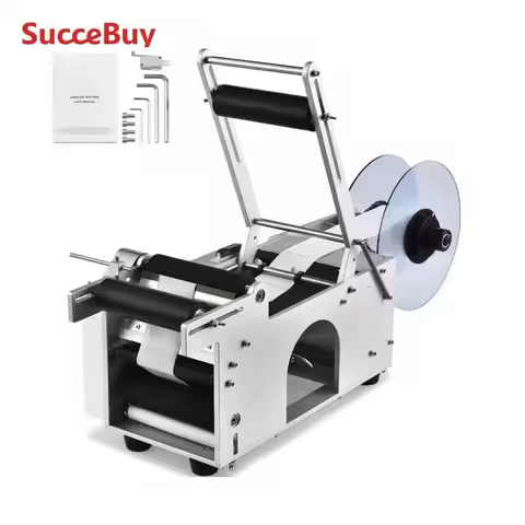 SucceBuy Semi-Automatic Round Bottle Labeling Machine 20-50pcs/min Electric Label Applicator for Bot