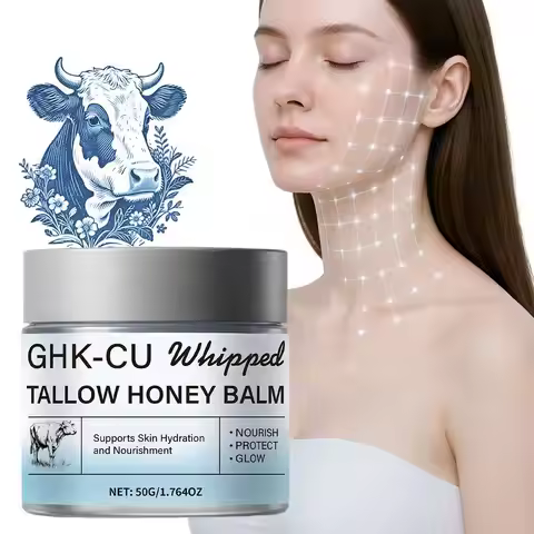 GHK-Cu Copper Peptides Beef Tallow Balm with Manuka Honey, Face & Body Moisturizer for Dry Sensitive