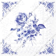 德國 IHR-33*33cm餐巾紙-磁磚上的玫瑰白色藍色