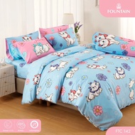 FOUNTAIN (ตัวเลือก 5 ลาย)  (ครบชุด) ผ้าปูที่นอน ปลอกหมอน และผ้าห่มนวม  ยี่ห้อฟาวเทน  ลายชามมี่ Charm