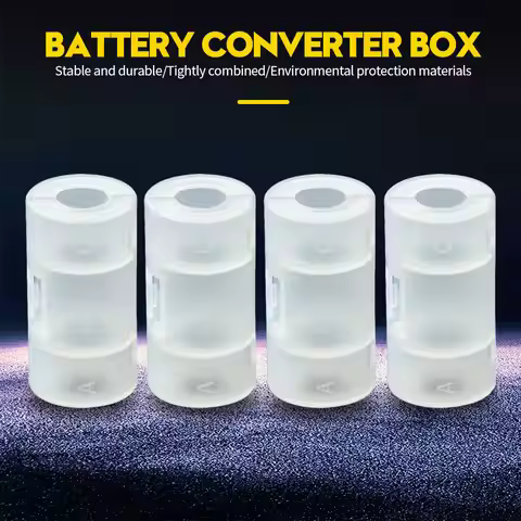 2PCS LR06 AA to C LR14 Size Transparent Battery Storage Box AA to C Battery Adapter Holder Case Conv