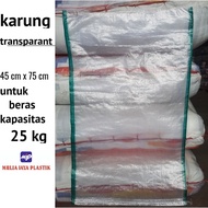 karung beras 25 kg transparan/ list hijau 45 x 75 cm