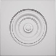 3 3/4"W x 3 3/4"H x 7/8"P Americraft Solid Paint Grade Wood Bullseye Rosette with Squared Edge, Prim