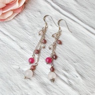 S925純銀耳環 天然石耳環 水晶耳環 粉晶耳環 EARS-028
